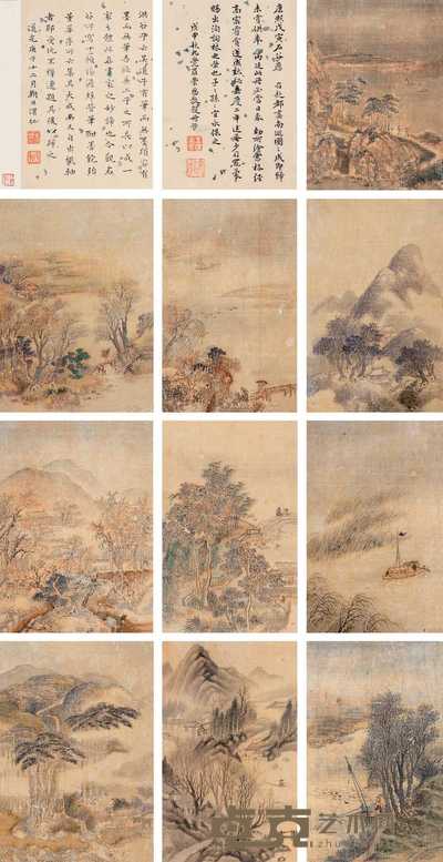 王翬 山水 册页（十二开） 17。5×13cm×12